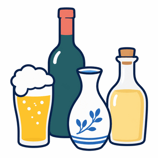 ビール・ワイン・清酒・食酢のイラスト