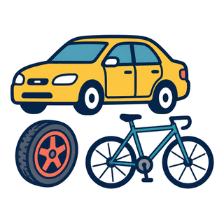 自動車・部品、自転車のイラスト